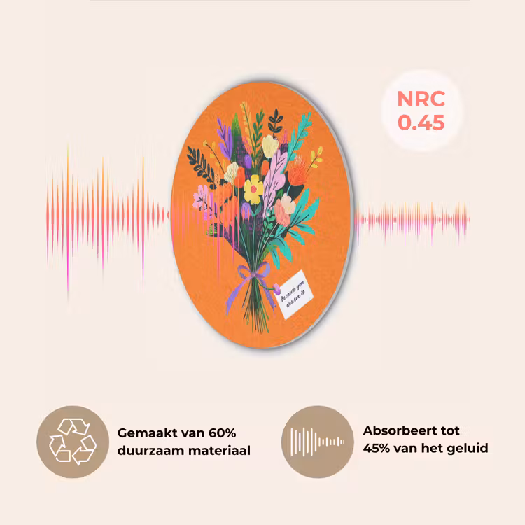 Kaartje - Boeket - Bloemen Akoestische PET Vilt - Rond klein -USP_NL