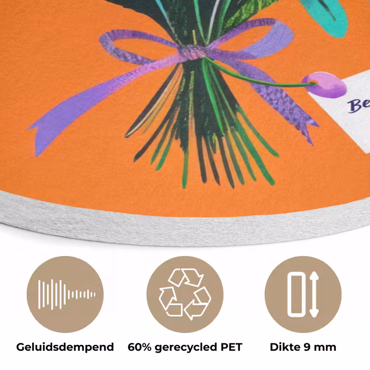 Kaartje - Boeket - Bloemen Akoestische PET Vilt - Rond klein -closeup_NL