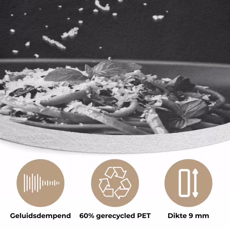 Kaas - Pasta - Rasp Akoestische PET Vilt - Rond klein -closeup_NL