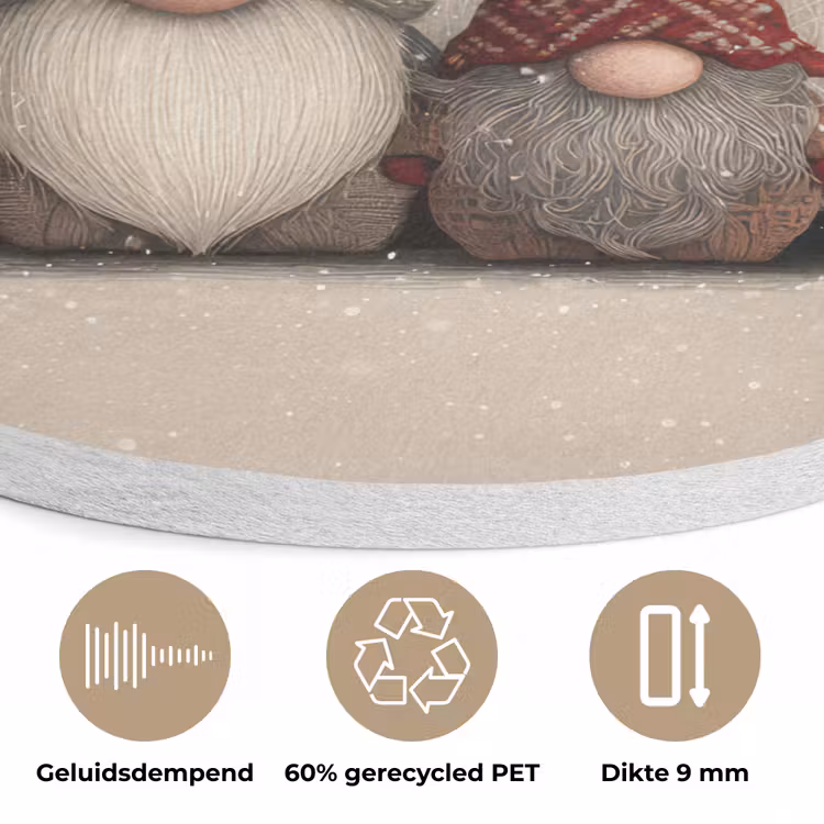 Kabouters - Kerst - Sneeuw - Puntmutsen Akoestische PET Vilt - Rond klein -closeup_NL