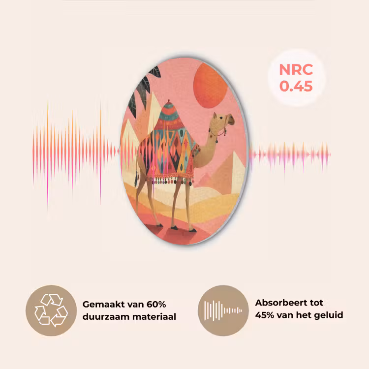 Kameel - Pyramides - Rode zon Akoestische PET Vilt - Rond klein -USP_NL