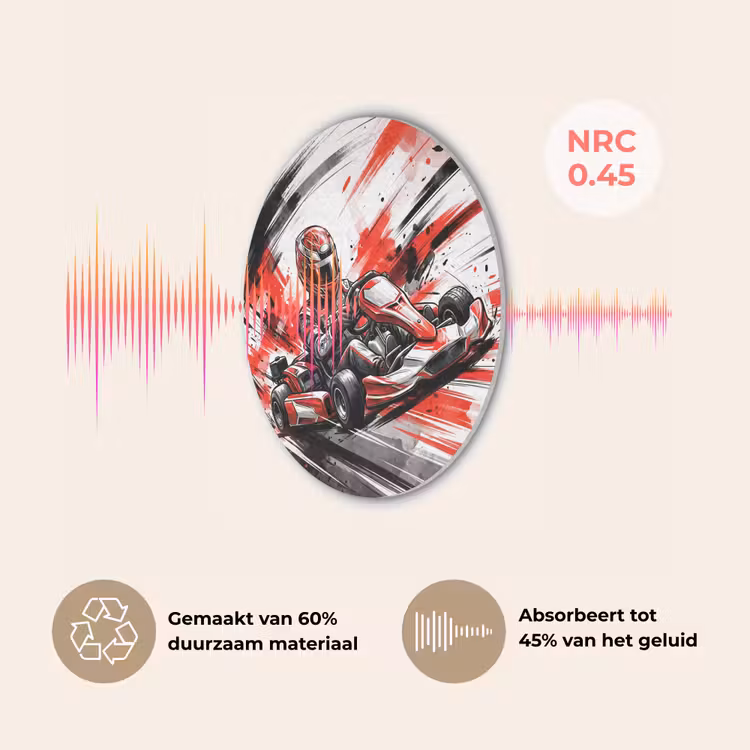 Kart - Coureur - Snelheid - Rood Akoestische PET Vilt - Rond klein -USP_NL