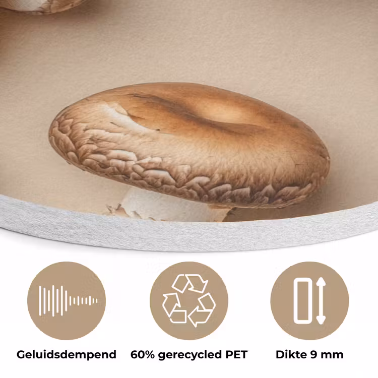 Kastanje Champignons - Beige Akoestische PET Vilt - Rond klein -closeup_NL