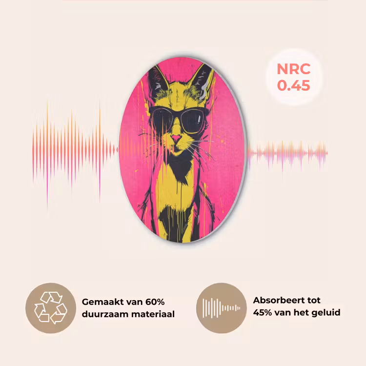 Kat - Art - Zonnebril - Roze Akoestische PET Vilt - Rond klein -USP_NL