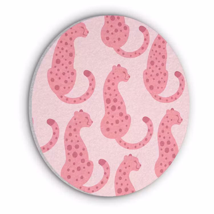 Kat - Gevlekt - Dieren - Patroon - Roze Akoestische PET Vilt - Rond klein -3d