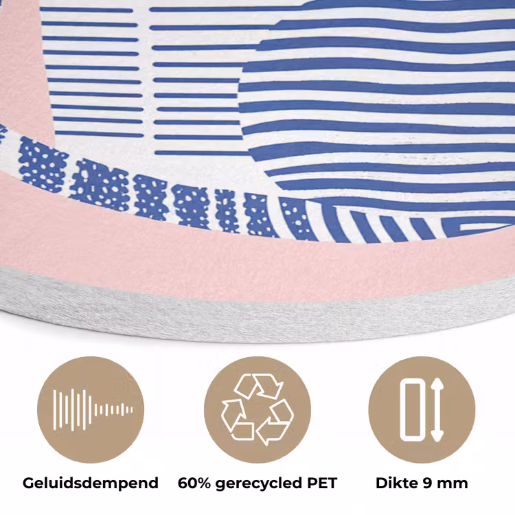 Kat - Illustratie - Minimalistisch - Roze Akoestische PET Vilt - Rond klein -closeup_NL