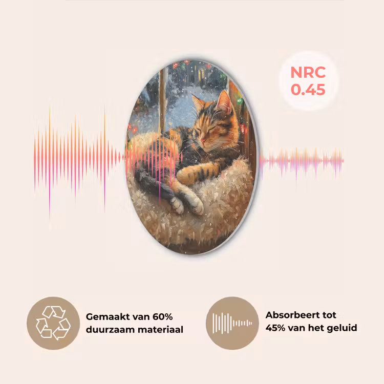 Kat - Kerst - Winter - Dier Akoestische PET Vilt - Rond klein -USP_NL