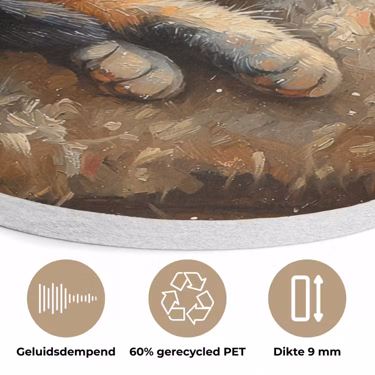 Kat - Kerst - Winter - Dier Akoestische PET Vilt - Rond klein -closeup_NL