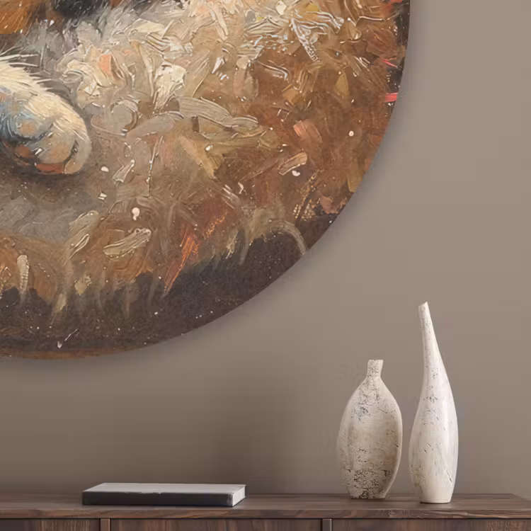 Kat - Kerst - Winter - Dier Akoestische PET Vilt - Rond klein -sfeer5_closeup