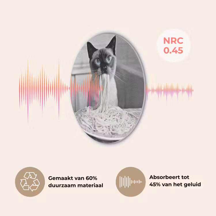 Kat - Siamees - Zwart Wit - Schattig - Dieren Akoestische PET Vilt - Rond klein -USP_NL