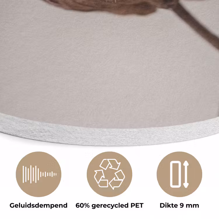 Katoenbol - Minimalistisch - Wit Akoestische PET Vilt - Rond klein -closeup_NL