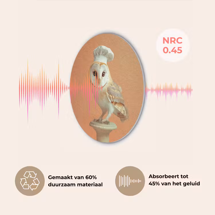 Kerkuil - Koksmuts - Oranje - Vogel Akoestische PET Vilt - Rond klein -USP_NL
