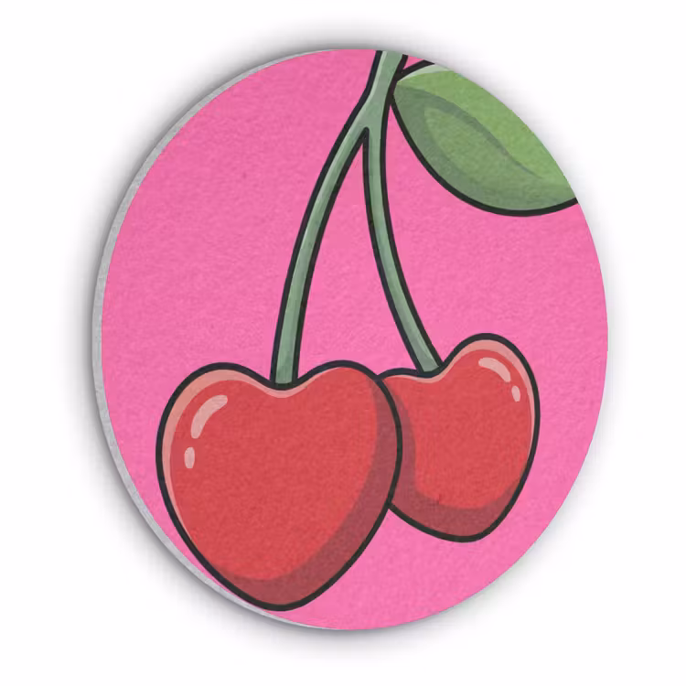 Kers - Roze - Fruit Akoestische PET Vilt - Rond klein -3d