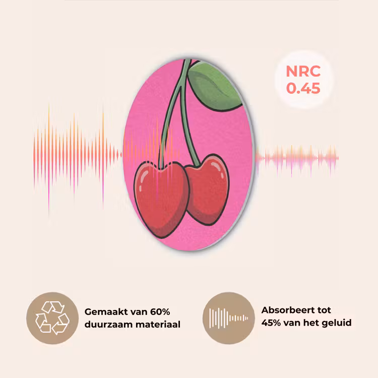 Kers - Roze - Fruit Akoestische PET Vilt - Rond klein -USP_NL