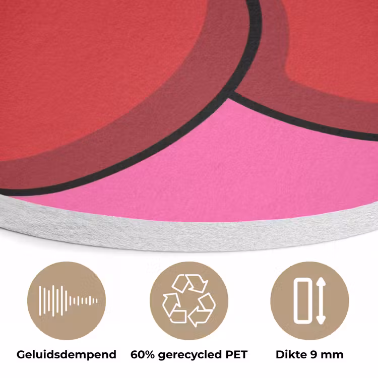 Kers - Roze - Fruit Akoestische PET Vilt - Rond klein -closeup_NL