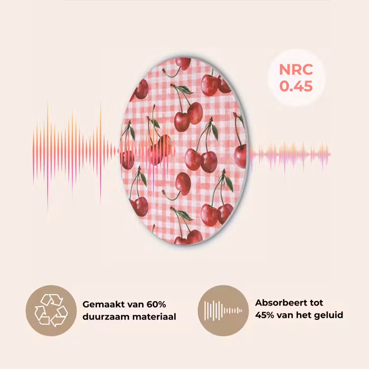 Kersen - Blokken - Rood Akoestische PET Vilt - Rond klein 838 -USP_NL