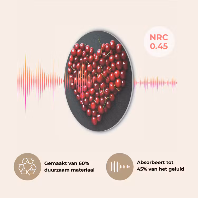 Kersen - Hart - Rood - Zwart Akoestische PET Vilt - Rond klein -USP_NL