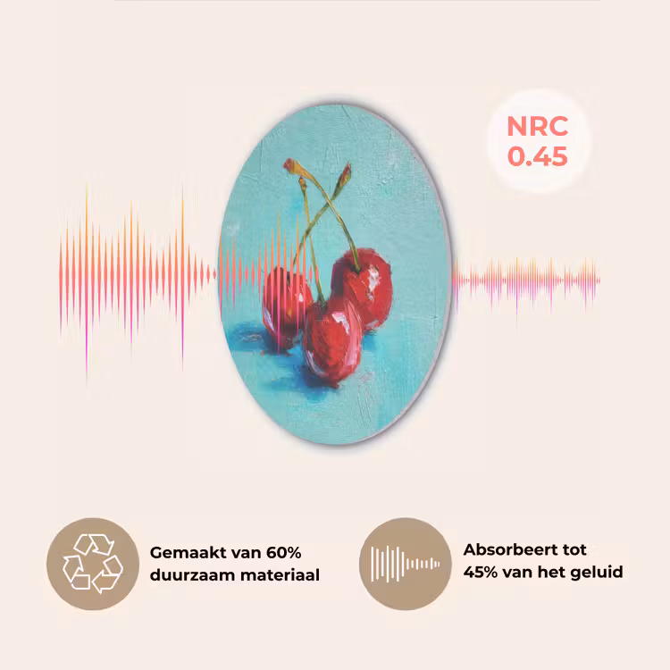 Kersen - Rood - Drie - Geverfd Akoestische PET Vilt - Rond klein -USP_NL