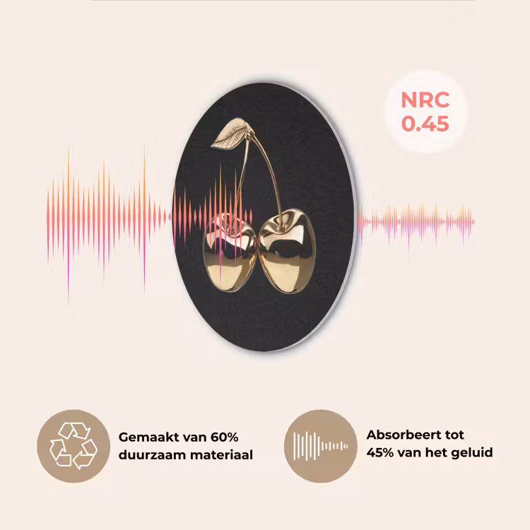 Kersen - Zwart - Goud - Chrome Akoestische PET Vilt - Rond klein -USP_NL