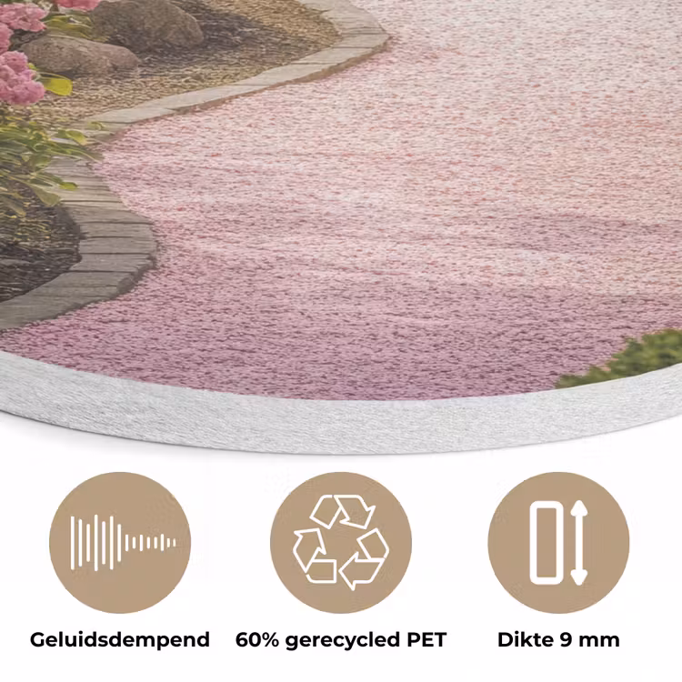 Kersenbloesem - Natuur - Sakura - Pad - Japanse tuin Akoestische PET Vilt - Rond klein -closeup_NL