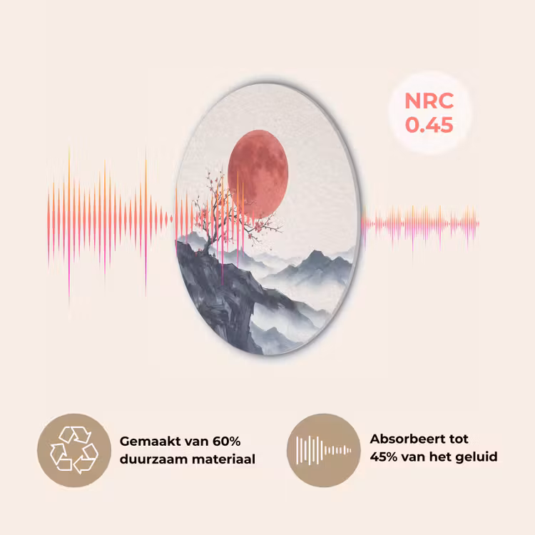 Kersenbloesem - Oosters - Rood Akoestische PET Vilt - Rond klein -USP_NL