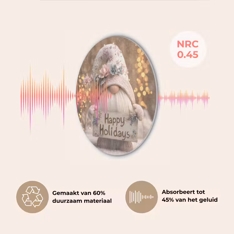 Kerst - Gnome - Bord - Kleurrijk Akoestische PET Vilt - Rond klein -USP_NL