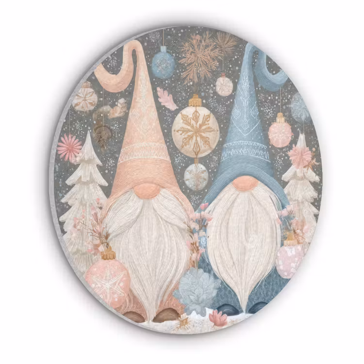 Kerst - Gnomen - Pastel Akoestische PET Vilt - Rond klein -3d