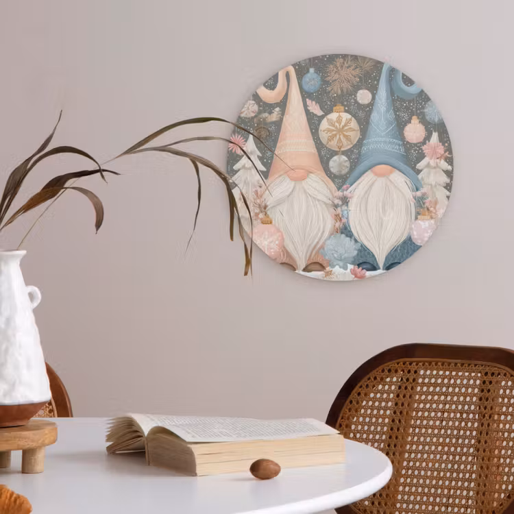 Kerst - Gnomen - Pastel Akoestische PET Vilt - Rond klein -sfeer3