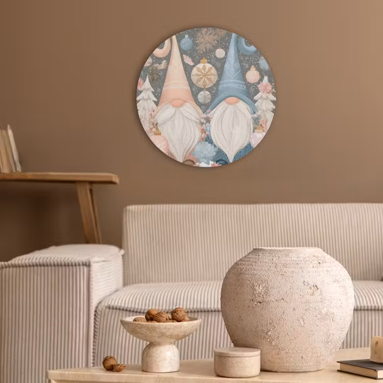 Kerst - Gnomen - Pastel Akoestische PET Vilt - Rond klein -sfeer1