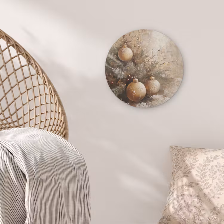 Kerst - Kerstballen - Beige - Goud Akoestische PET Vilt - Rond klein -sfeer4