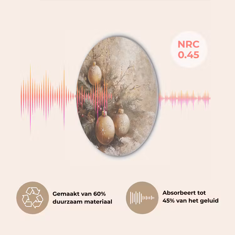 Kerst - Kerstballen - Beige - Goud Akoestische PET Vilt - Rond klein -USP_NL