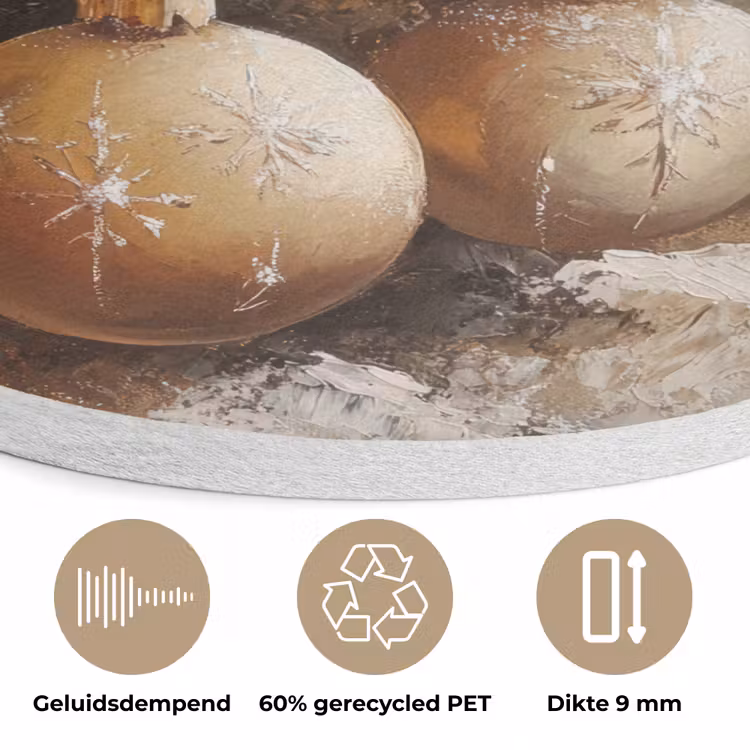 Kerst - Kerstballen - Beige - Goud Akoestische PET Vilt - Rond klein -closeup_NL