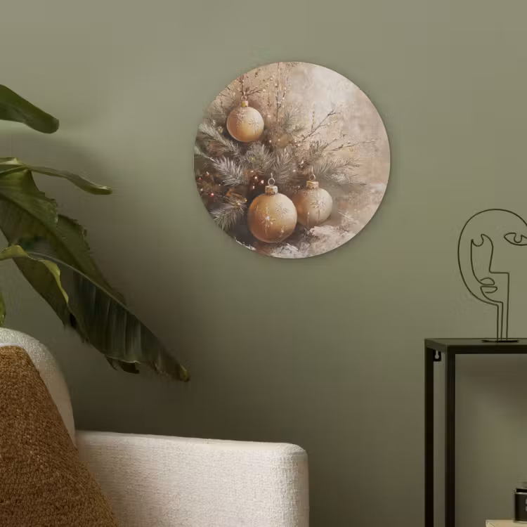 Kerst - Kerstballen - Beige - Goud Akoestische PET Vilt - Rond klein -sfeer2