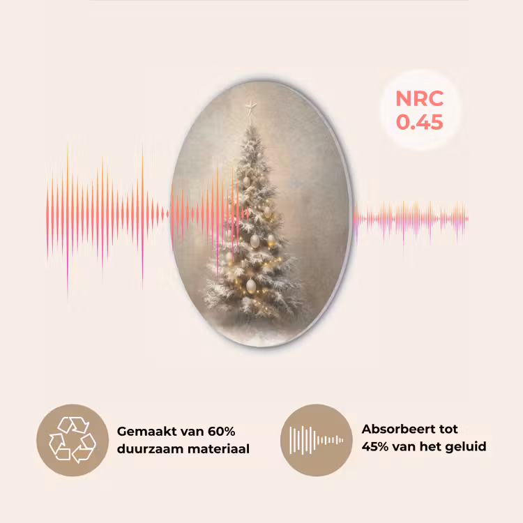 Kerst - kerstboom - Sneeuw - Art Akoestische PET Vilt - Rond klein -USP_NL