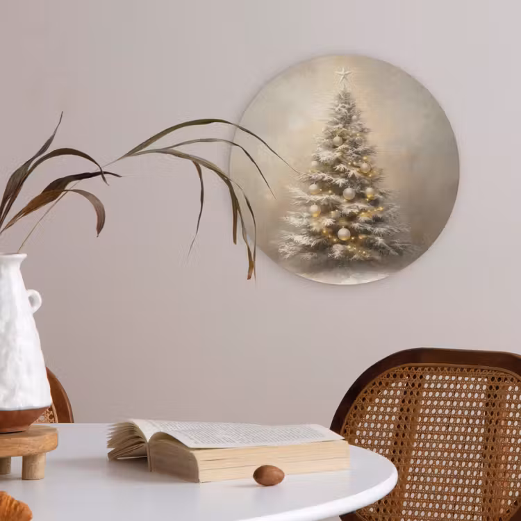 Kerst - kerstboom - Sneeuw - Art Akoestische PET Vilt - Rond klein -sfeer3