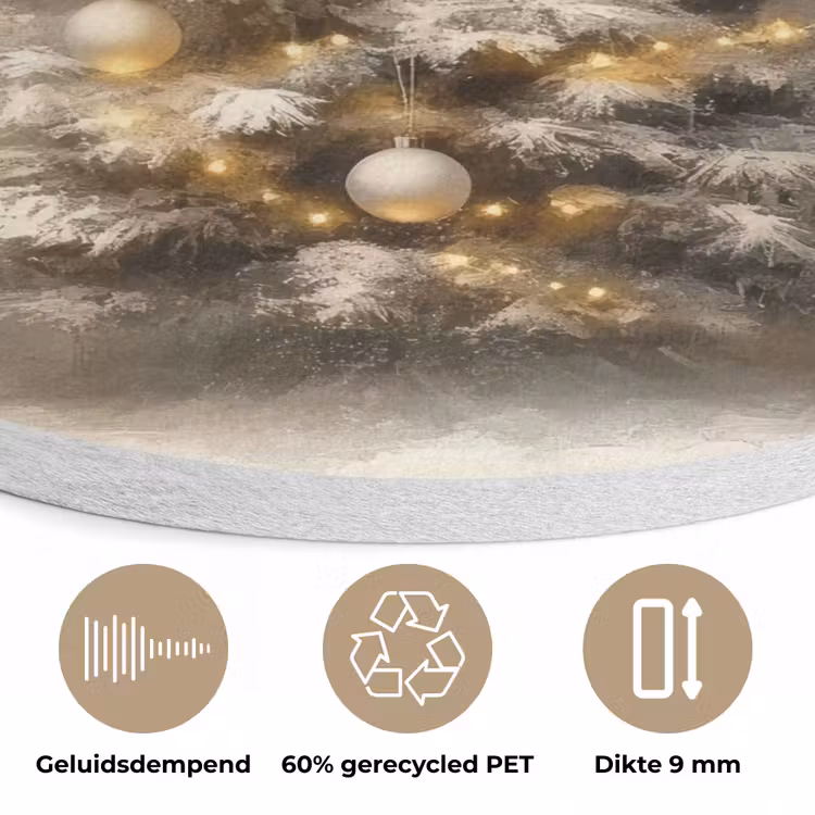 Kerst - kerstboom - Sneeuw - Art Akoestische PET Vilt - Rond klein -closeup_NL