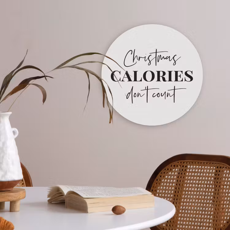 Kerst quote - Winter - Christmas calories - Wit Akoestische PET Vilt - Rond klein -sfeer3