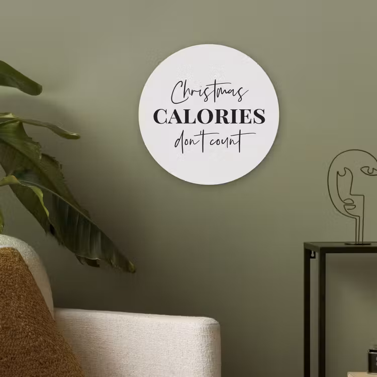 Kerst quote - Winter - Christmas calories - Wit Akoestische PET Vilt - Rond klein -sfeer2