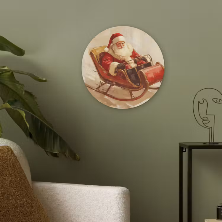Kerst - Slee - Kerstman Akoestische PET Vilt - Rond klein -sfeer2