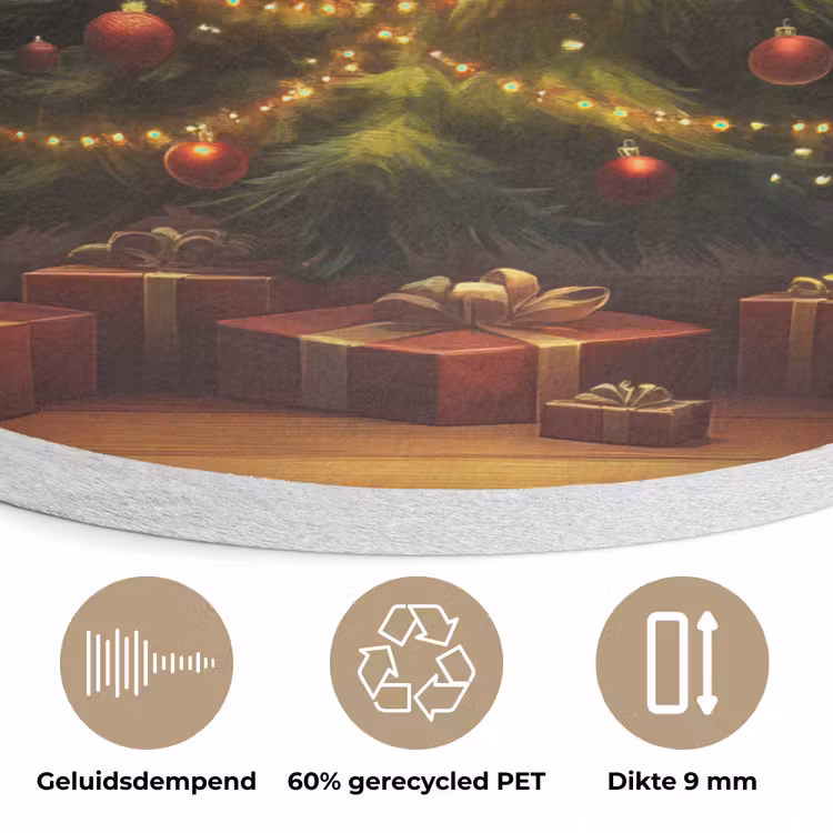 Kerstboom - Cadeau - Kerst - Winter Akoestische PET Vilt - Rond klein -closeup_NL