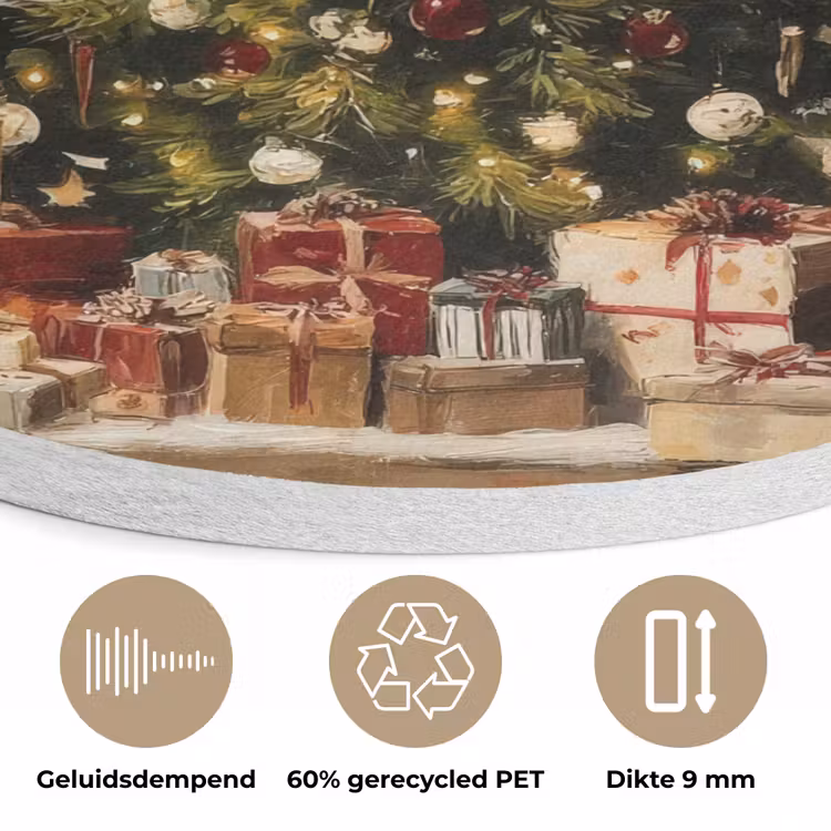 Kerstboom - Versierd - Kleurrijk Akoestische PET Vilt - Rond klein -closeup_NL