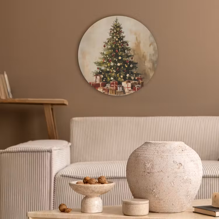 Kerstboom - Versierd - Kleurrijk Akoestische PET Vilt - Rond klein -sfeer1