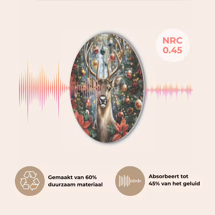 Kerstfeest - Dennenbos - Rood Akoestische PET Vilt - Rond klein -USP_NL