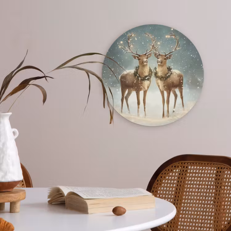 Kerstmagie - Winterwoud - Rendier Akoestische PET Vilt - Rond klein -sfeer3