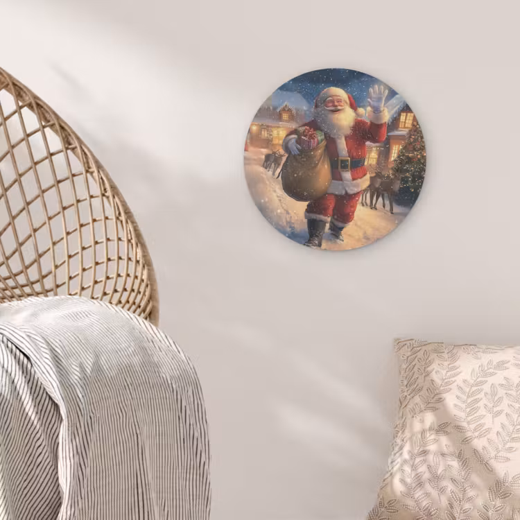 Kerstman - Dorp - Hert - Donker Akoestische PET Vilt - Rond klein -sfeer4