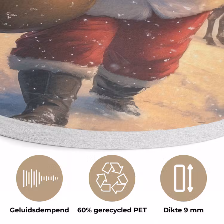 Kerstman - Dorp - Hert - Donker Akoestische PET Vilt - Rond klein -closeup_NL