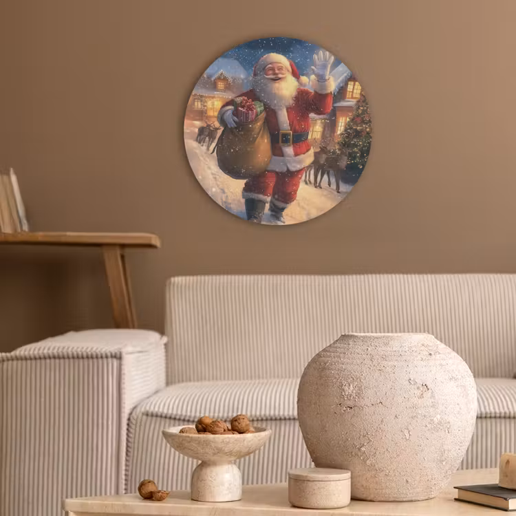 Kerstman - Dorp - Hert - Donker Akoestische PET Vilt - Rond klein -sfeer1