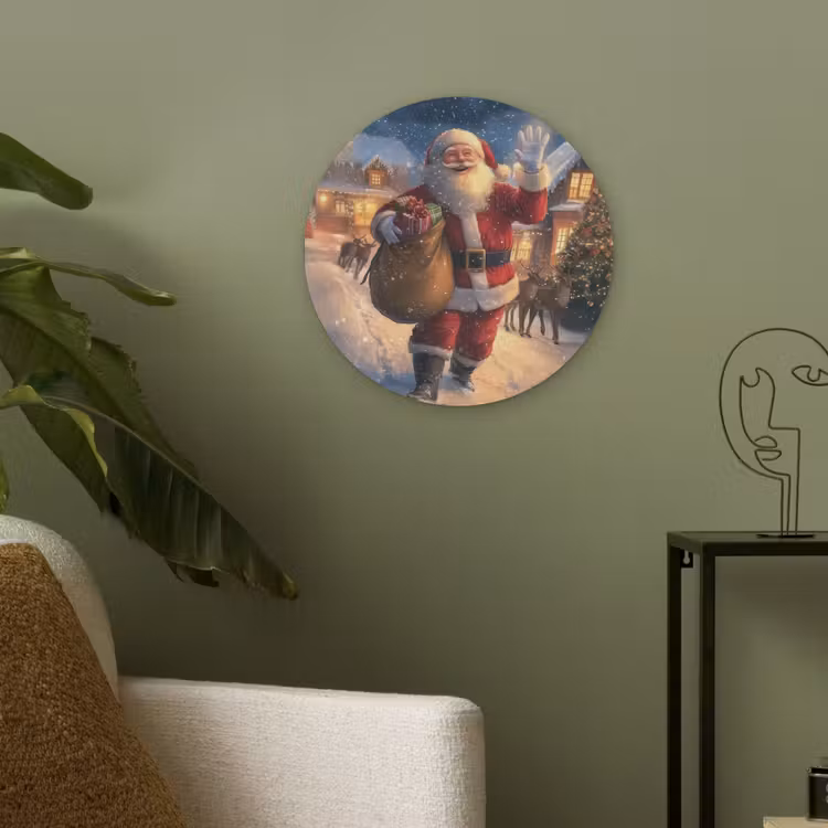 Kerstman - Dorp - Hert - Donker Akoestische PET Vilt - Rond klein -sfeer2