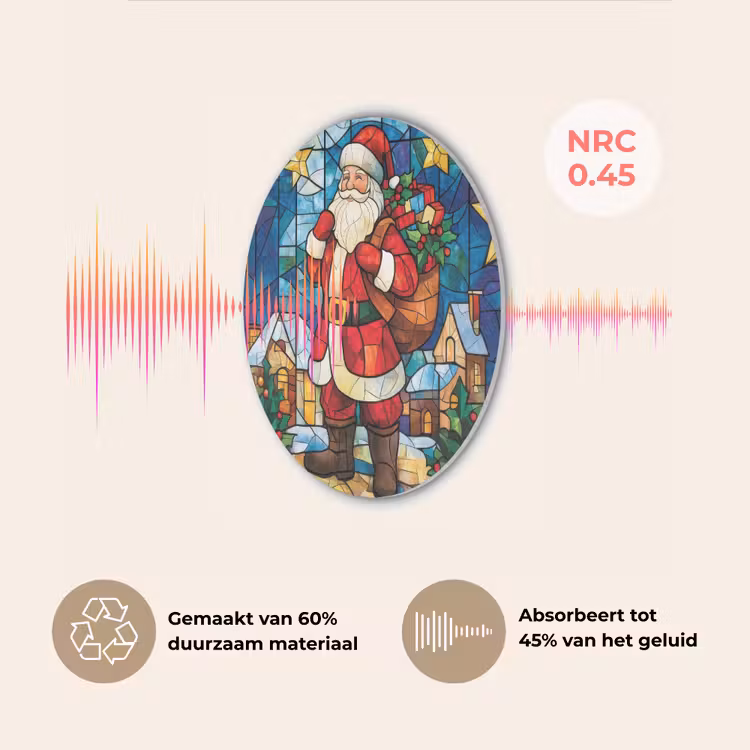 Kerstman - Glas - Kleurrijk Akoestische PET Vilt - Rond klein -USP_NL