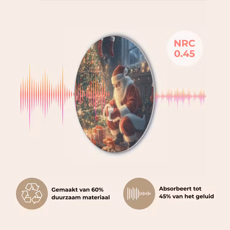 Kerstman - Haard - Donker Akoestische PET Vilt - Rond klein -USP_NL